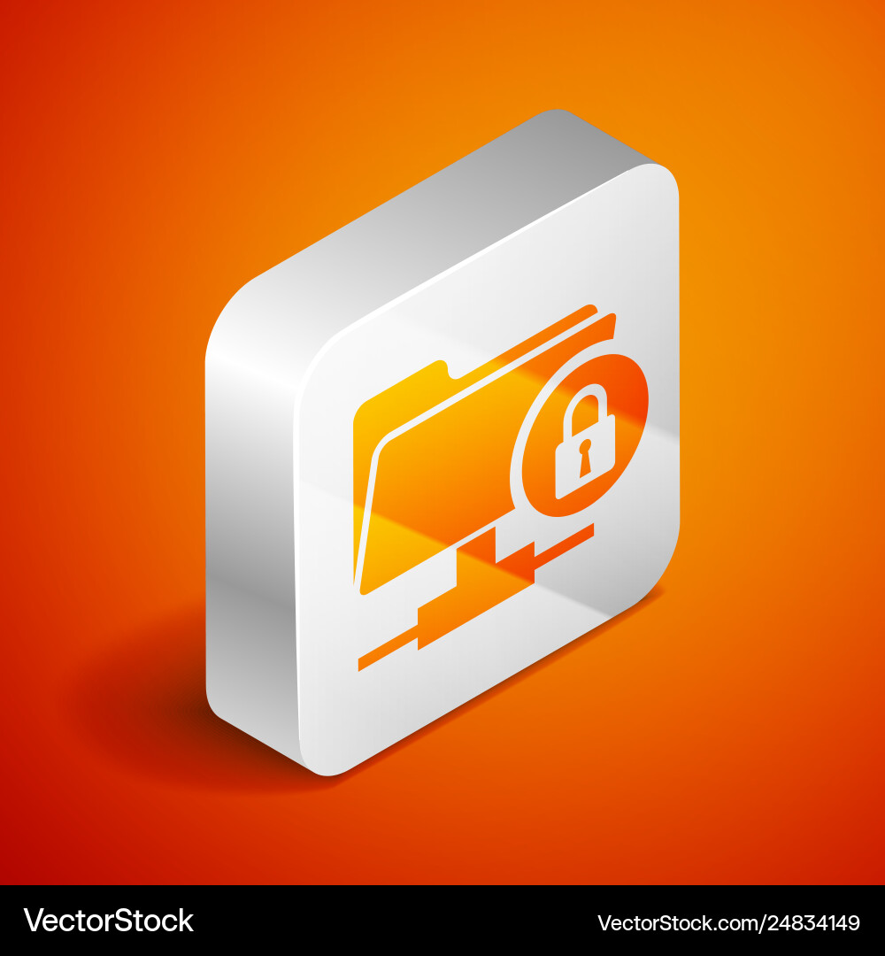 Isometric ftp folder and lock icon isolated Vector Image