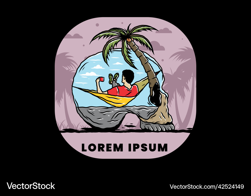 Man on hammock in skull shape Man on hammock in skull shape vector image