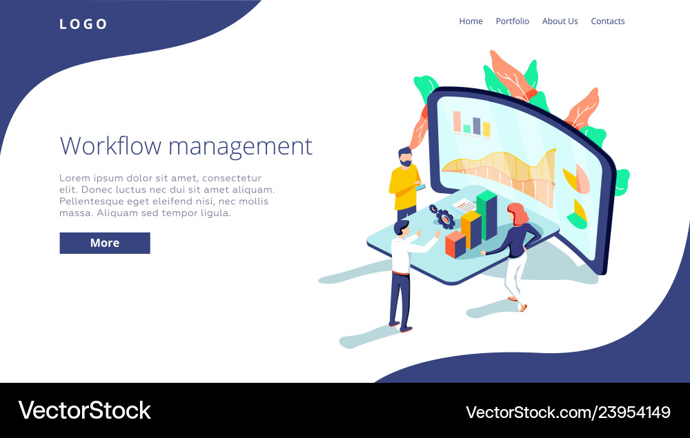 People work in a team and interact with graphs People work in a team and interact with graphs vector image