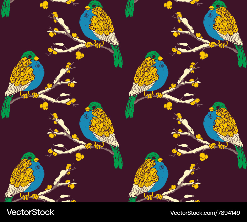 Seamless pattern with multicolored birds Vector Image