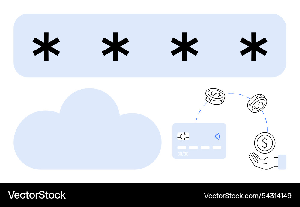 Secure digital payment concept with password Secure digital payment concept with password vector image