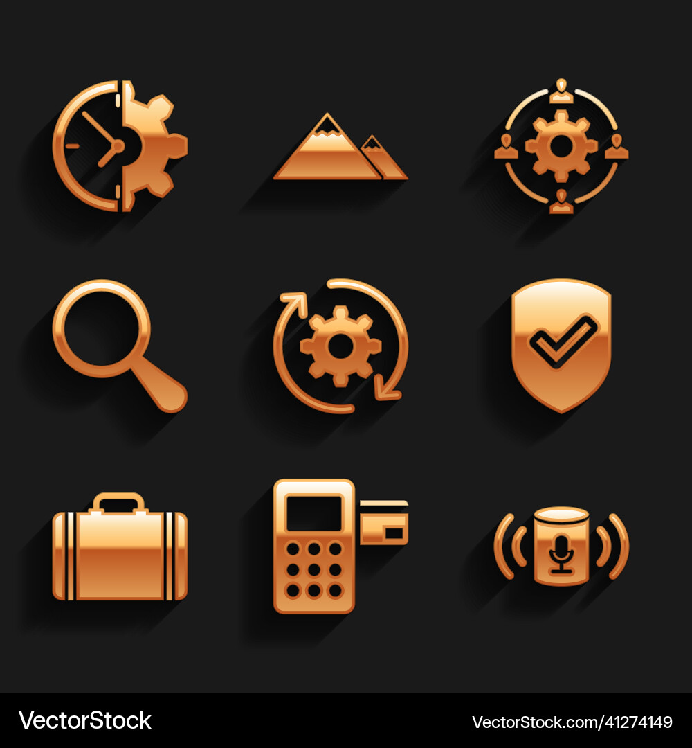 Set gear and arrows as workflow pos terminal Set gear and arrows as workflow pos terminal Vector Image