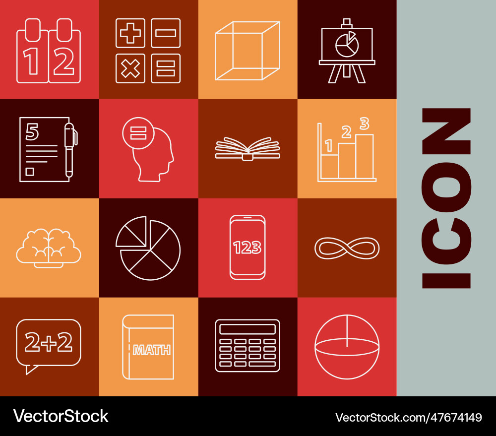 Set line calculator function mathematical symbol Set line calculator function mathematical symbol vector image