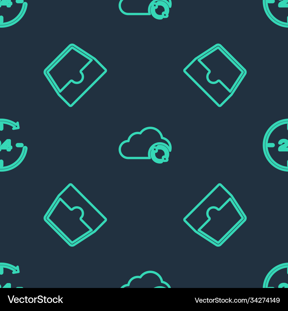 Set line cloud sync refresh social media inbox vector image