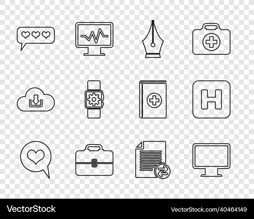 Set line heart in speech bubble computer monitor Set line heart in speech bubble computer monitor vector image