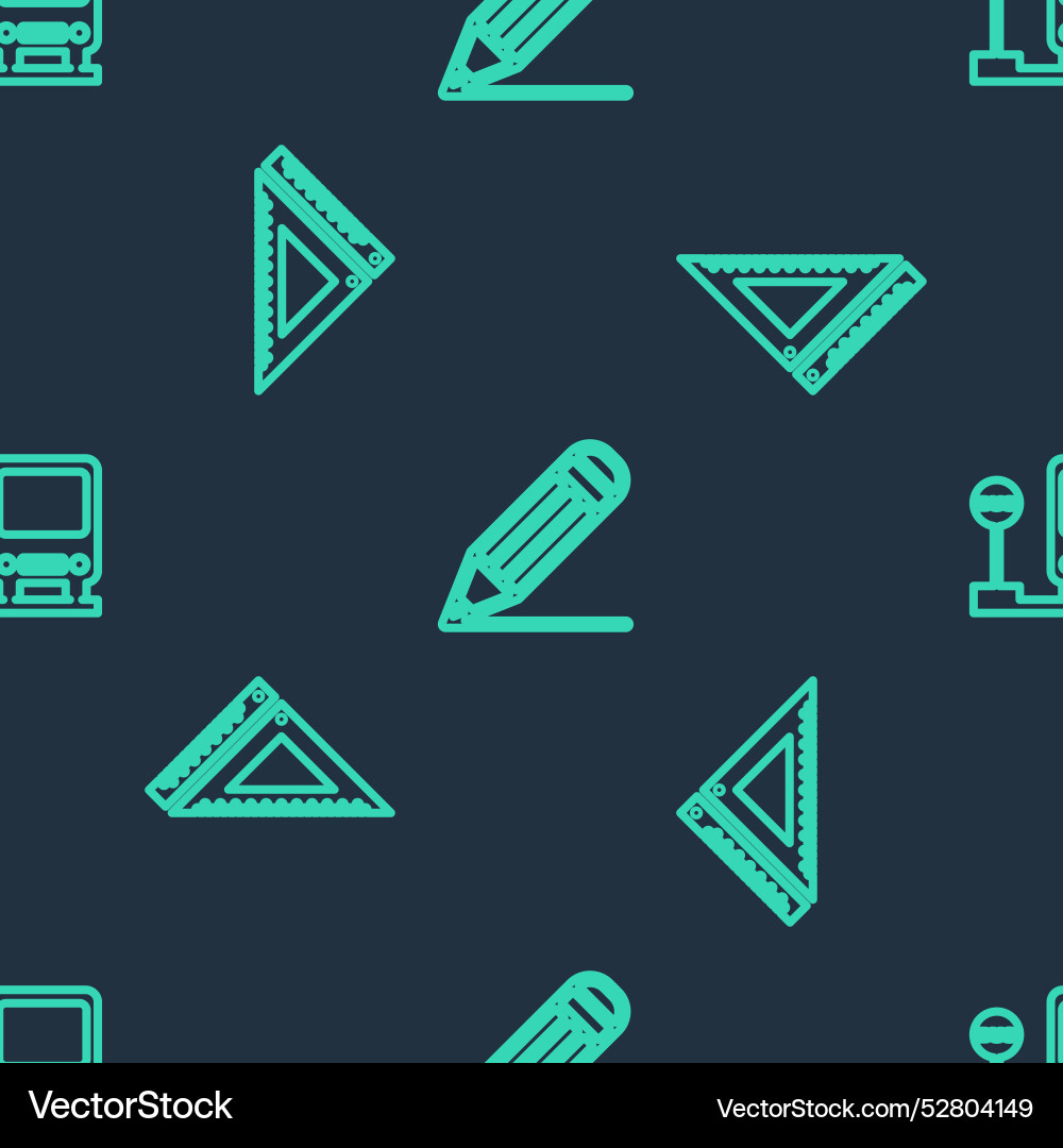 Set line pencil and triangular ruler bus Set line pencil and triangular ruler bus vector image
