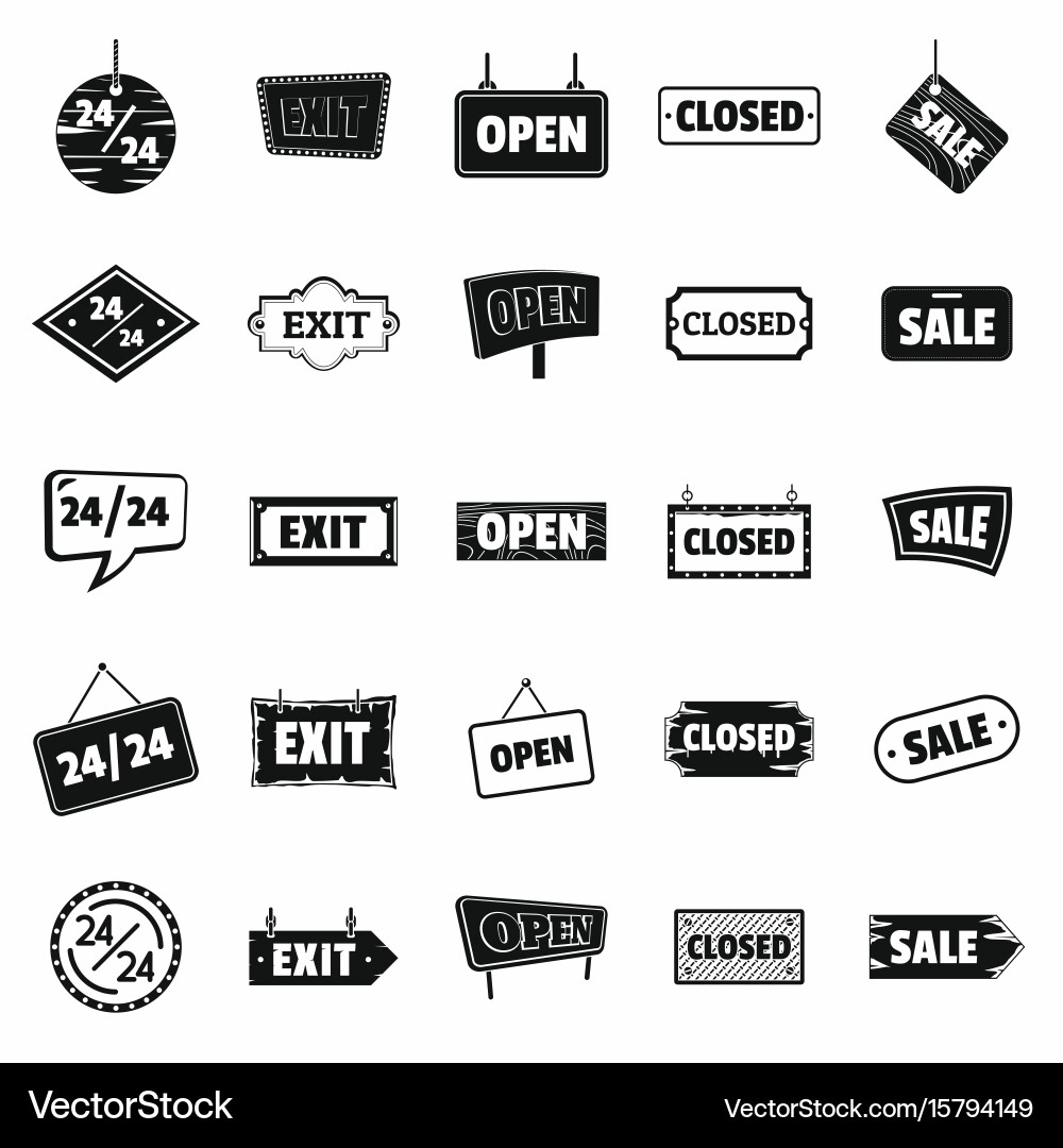 Signboards with text design elements icons set Vector Image