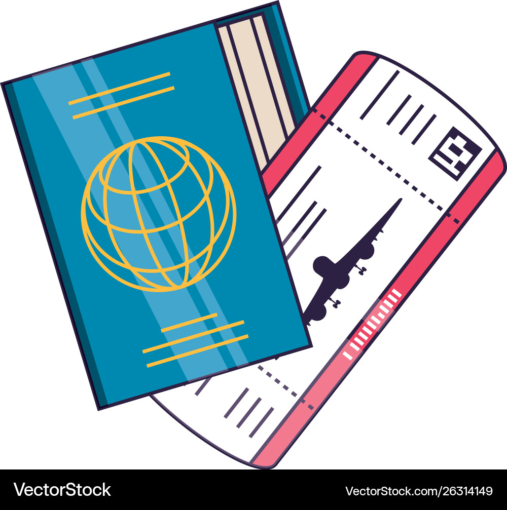 Ticket flight document with passport Ticket flight document with passport Vector Image