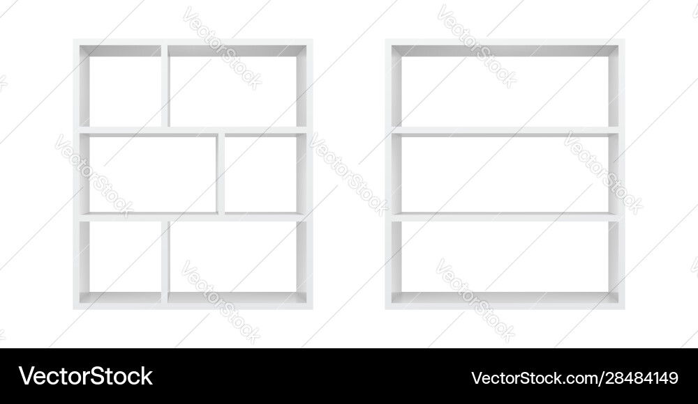 White empty bookshelf template realistic isolated White empty bookshelf template realistic isolated vector image