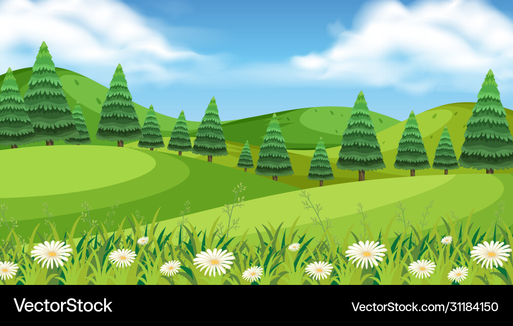 Background scene with many trees in park Background scene with many trees in park vector image