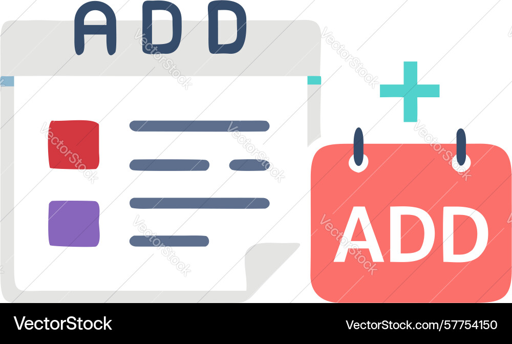 Calendar add item document icon for new entries vector image