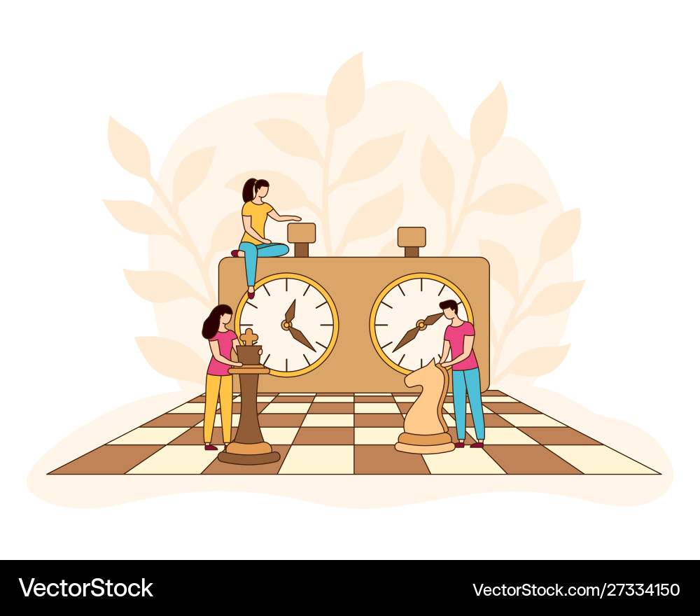 Chessboard chess clock tactic game filled vector image