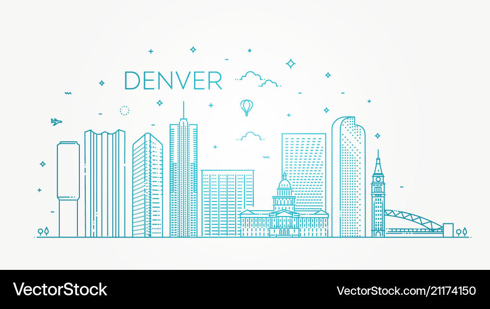 Denver Skyline Cityscape Vector Image