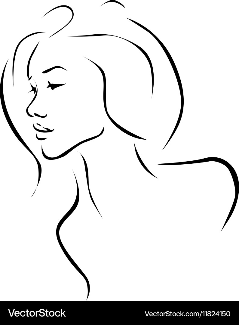 Elegant Woman Profile - Black Line Art vector image