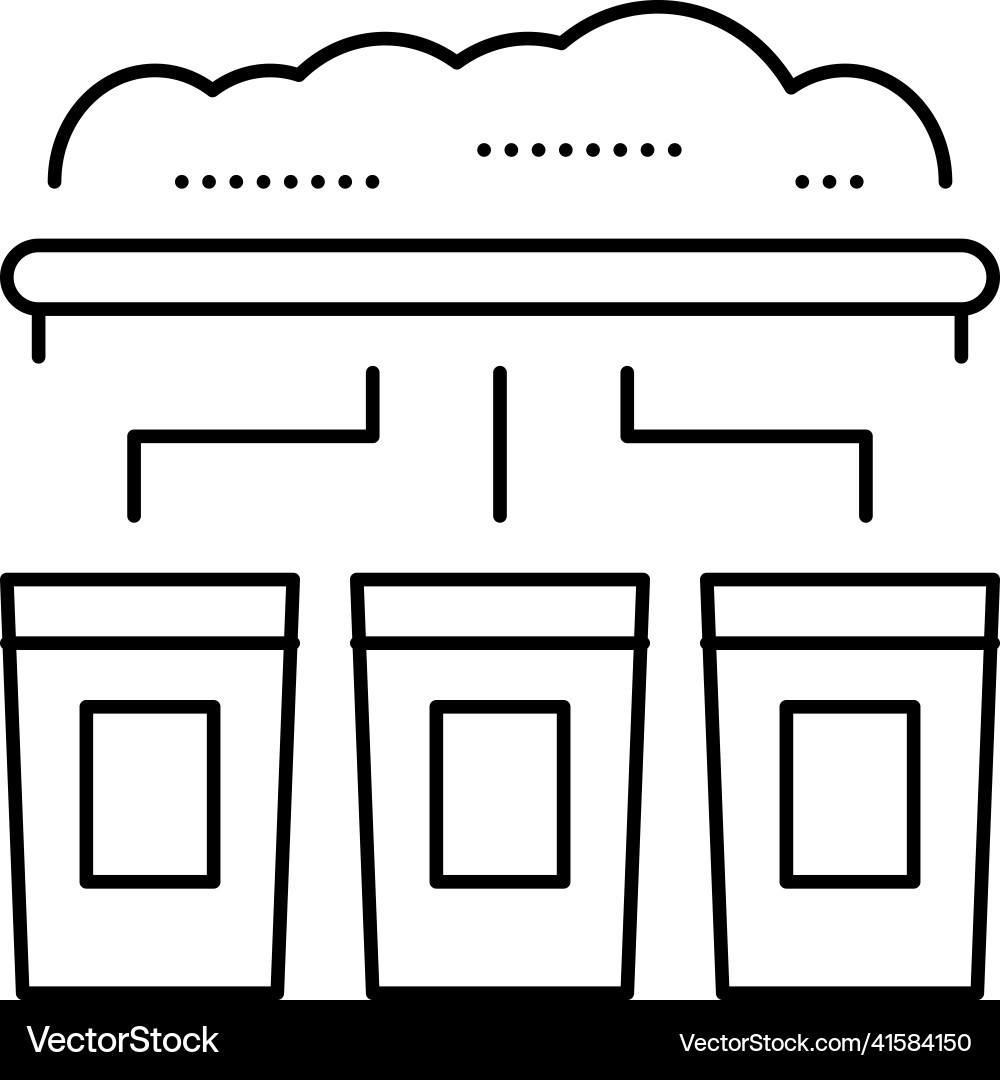 Garbage sorting machine line icon vector image