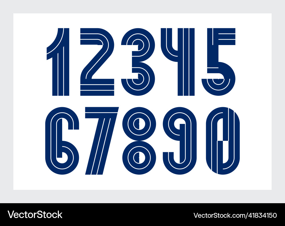 Geometric numbers set digits retro 90s style vector image