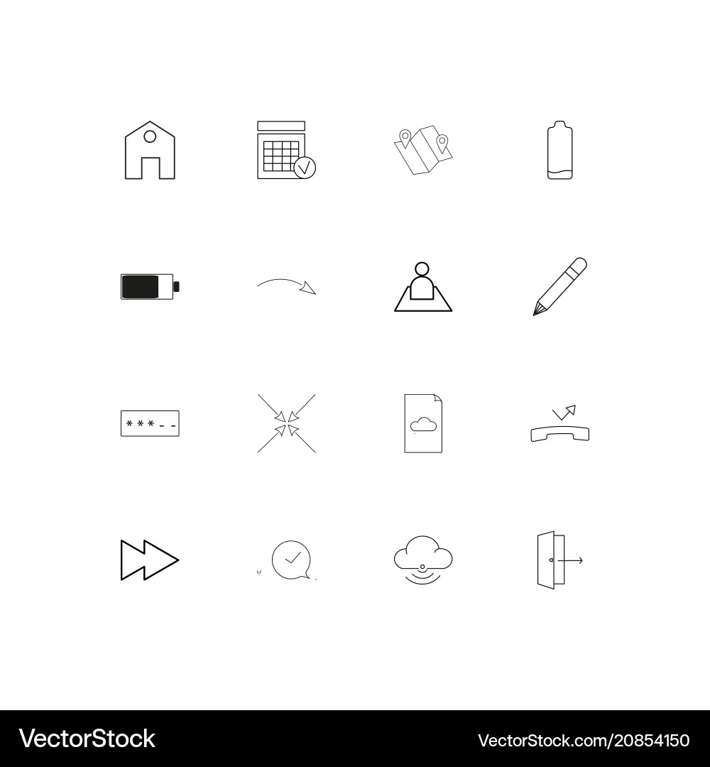 Interface linear thin icons set outlined simple Vector Image