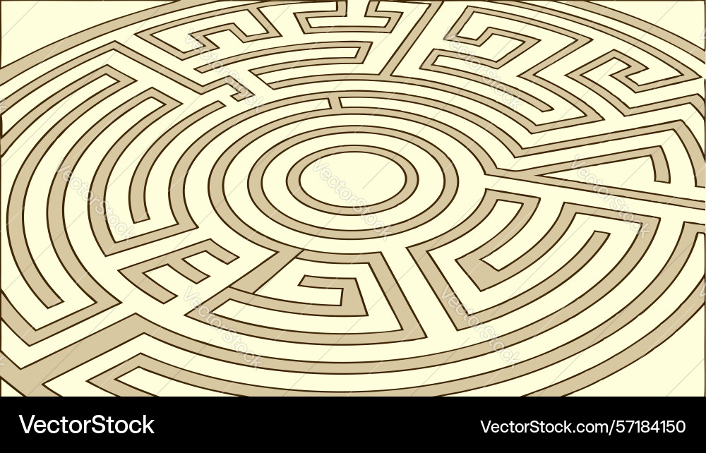 Intricate circular labyrinth pattern design vector image