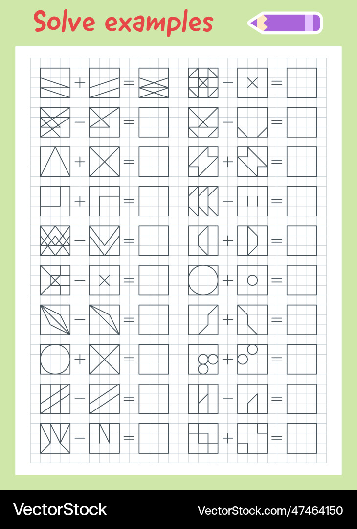 Logic exercises for children solve examples math Logic exercises for children solve examples math vector image