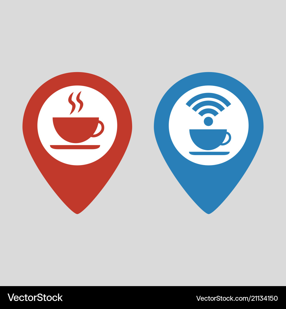 Map pointer with coffee cup Map pointer with coffee cup vector image