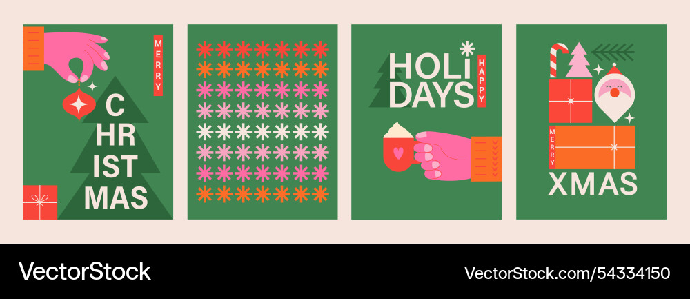 Merry christmas happy new year set greeting cards Merry christmas happy new year set greeting cards vector image