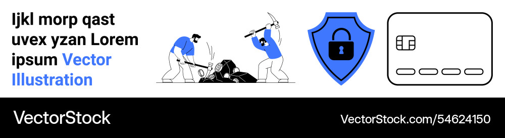 Miners extracting resources next to a cyber Vector Image