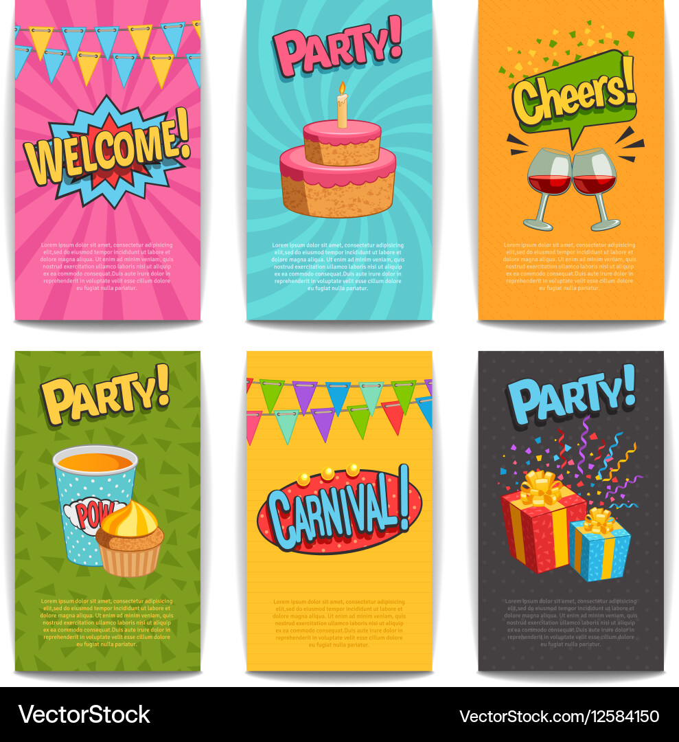 Party comic posters Royalty Free Vector Image - VectorStock
