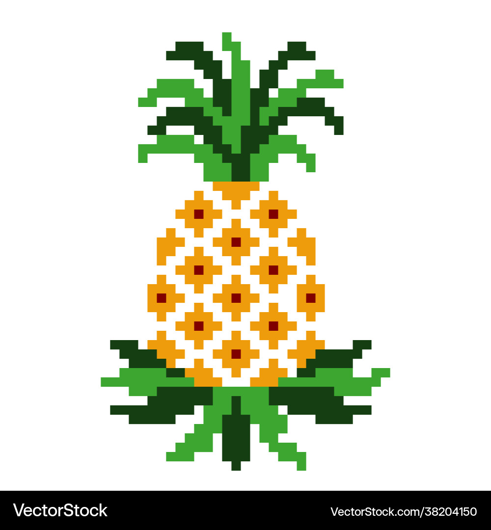 Pineapple pixel image for 8 bit game assets vector image