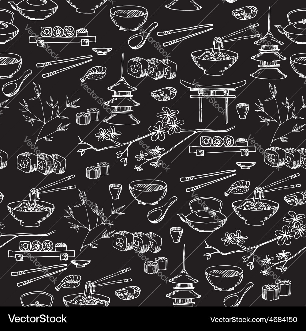 Seamless pattern background asian food Royalty Free Vector