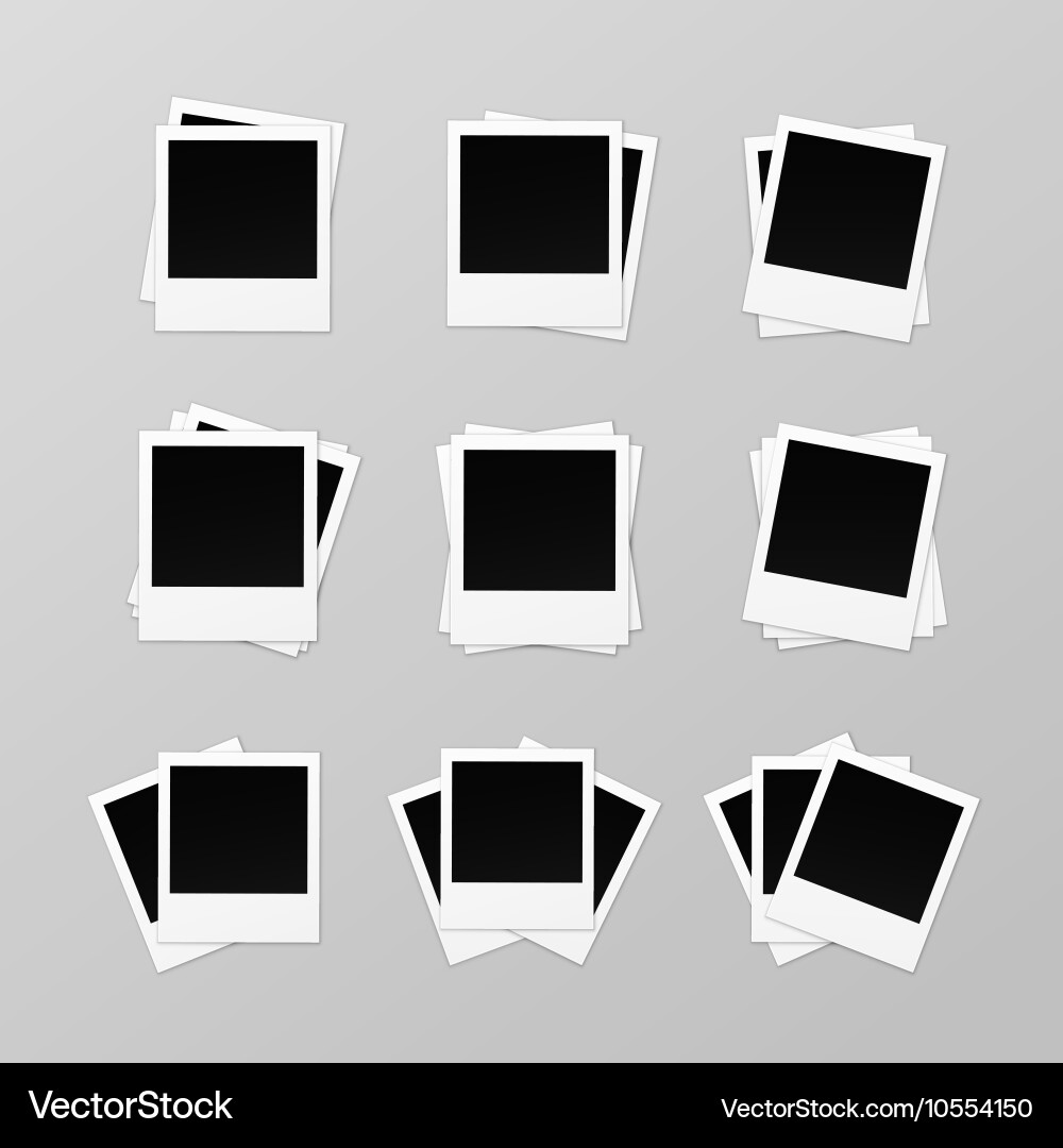 Set of blank retro photo frames on background vector image