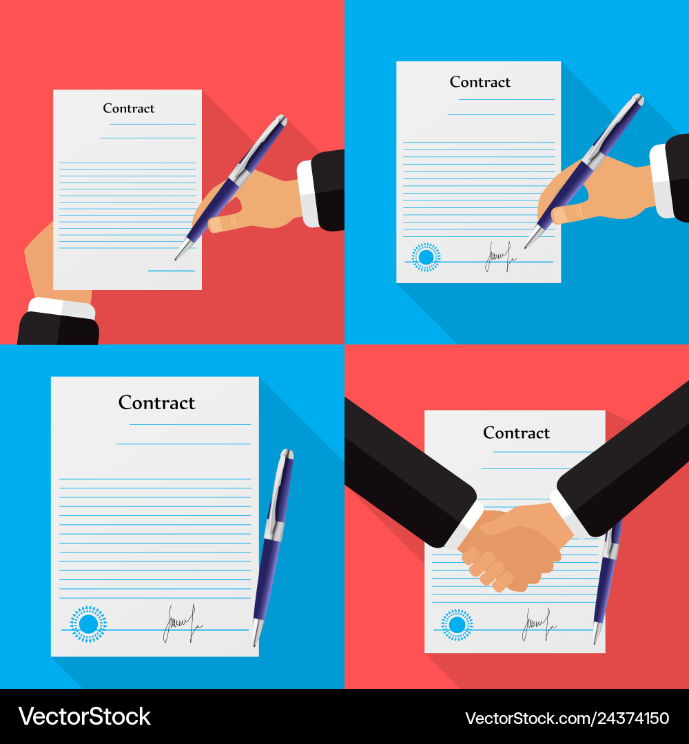 Set of four different contracts backgrounds Set of four different contracts backgrounds Vector Image