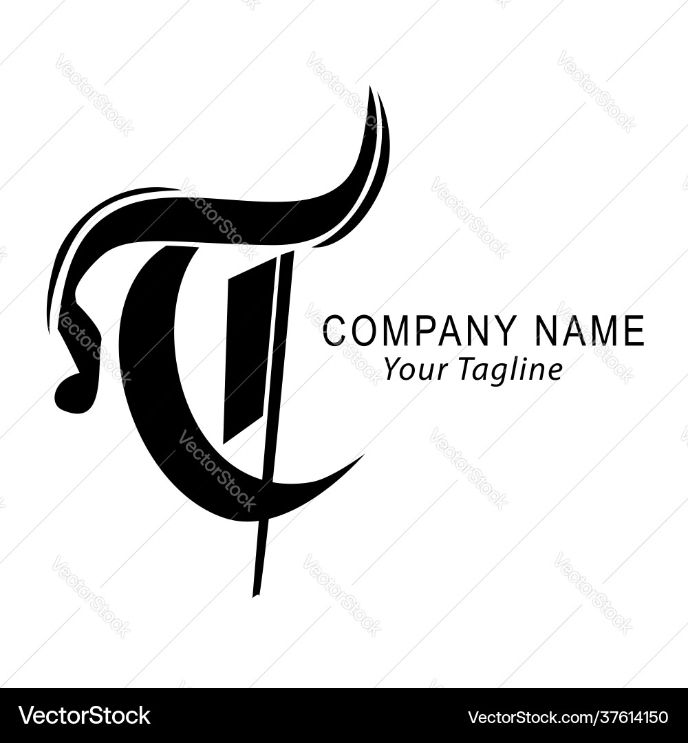 Simple hand draw sketch logo script t for classic Simple hand draw sketch logo script t for classic vector image