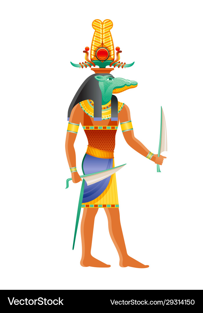 Sobek egyptian god nile crocodile deity ancient Sobek egyptian god nile crocodile deity ancient vector image