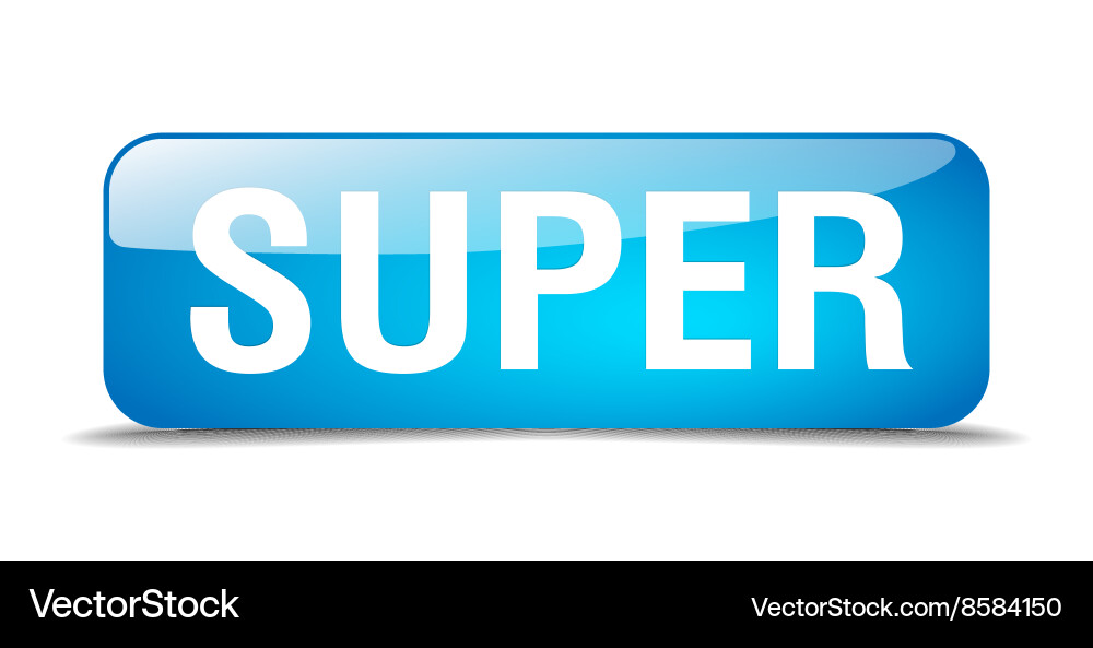 Super blue square 3d realistic isolated web button Vector Image