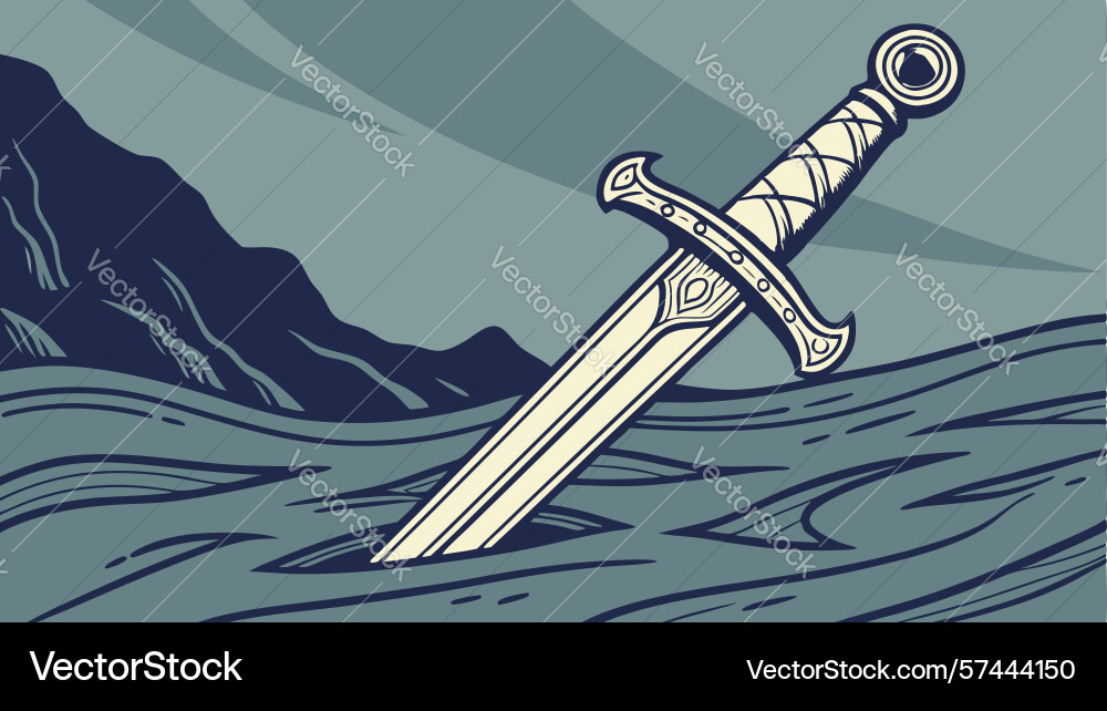 Sword in muddy landscape design generative ai Vector Image
