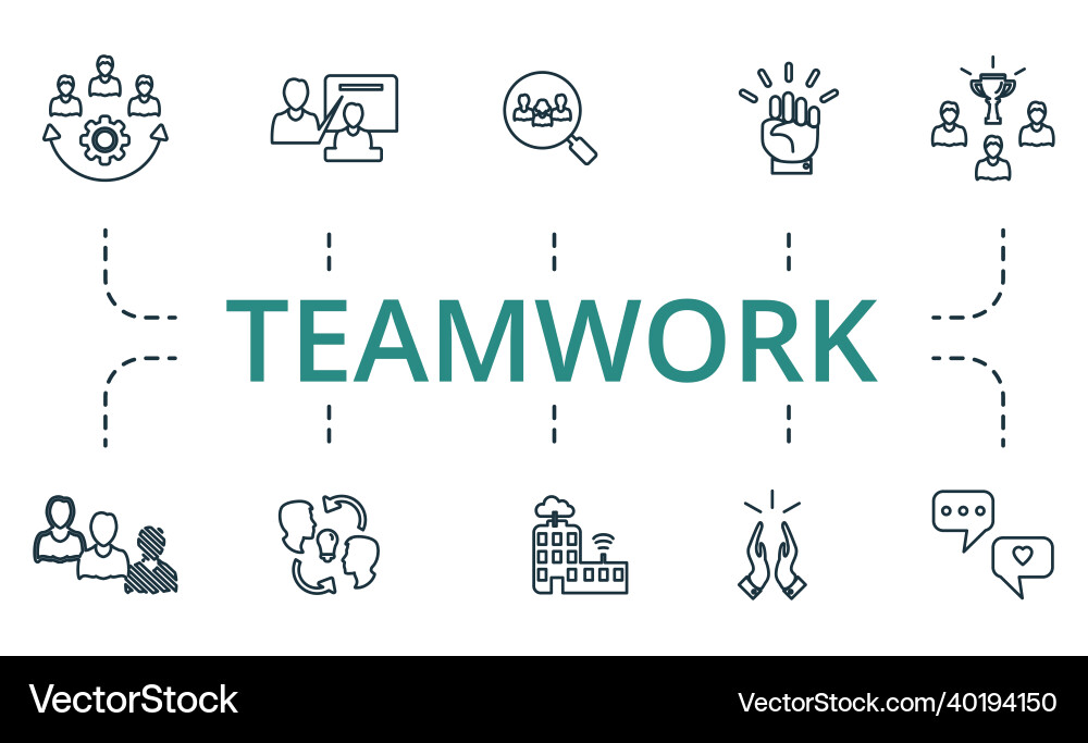 Teamwork icon set collection of simple elements vector image