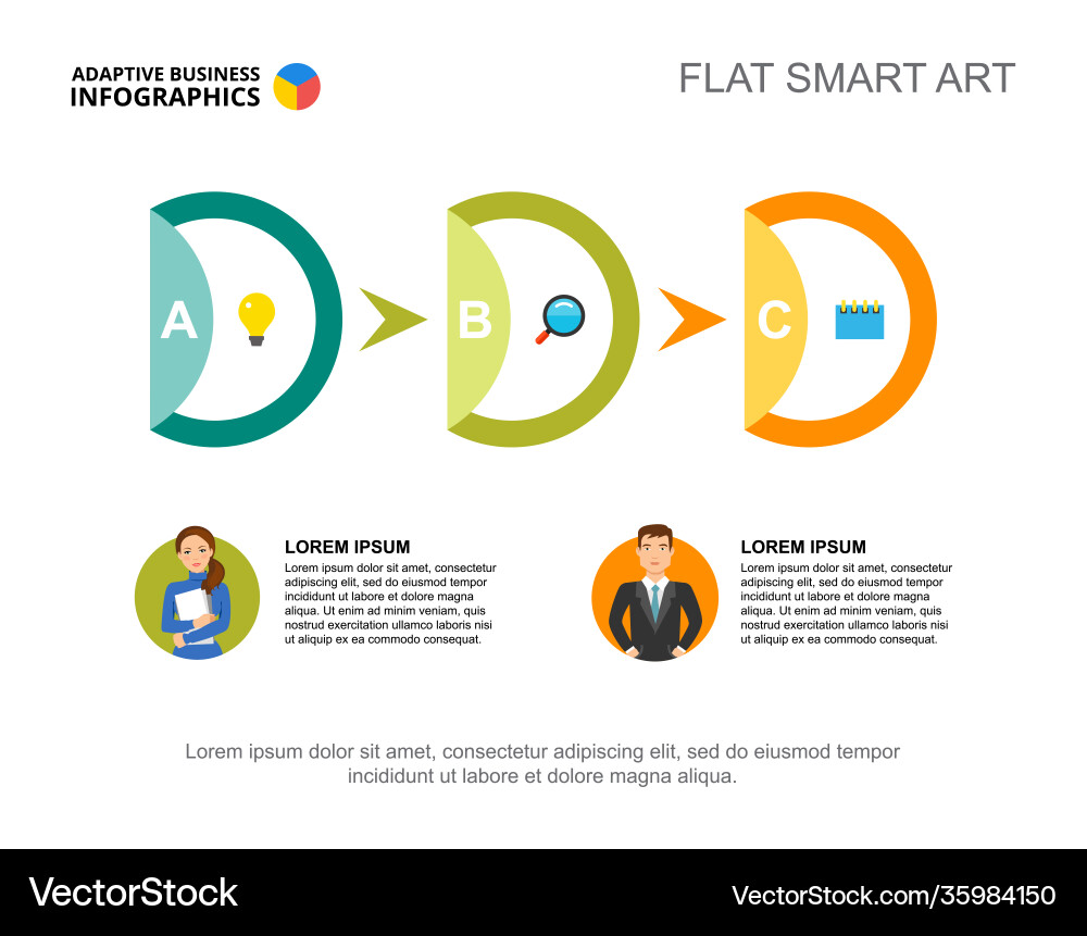 Three steps workflow process chart template Three steps workflow process chart template vector image