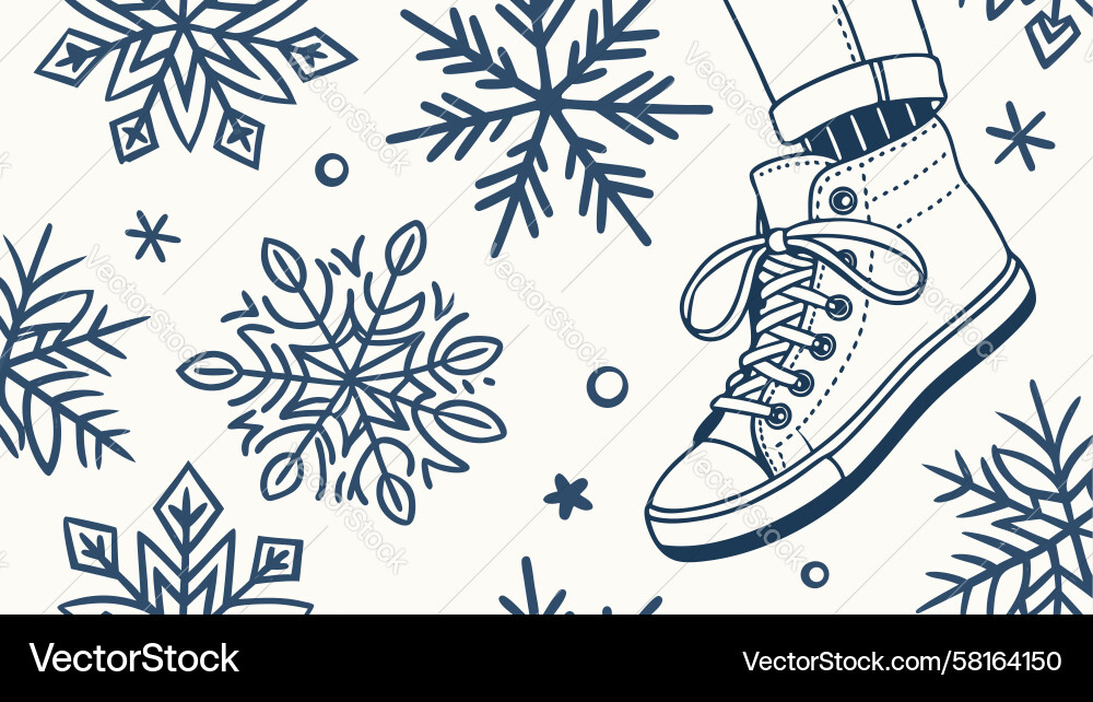 Winter Boot Snowflake Pattern Vector Image