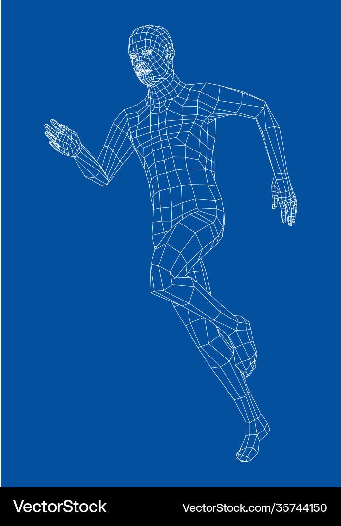 Wireframe running man Wireframe running man vector image