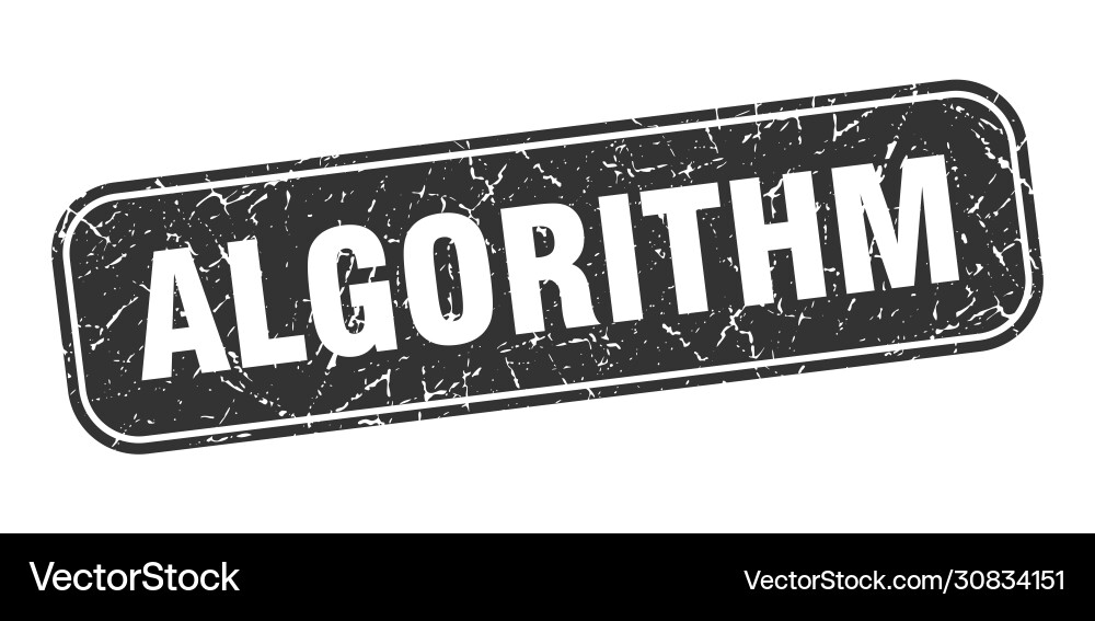 Algorithm stamp square grungy black sign vector image