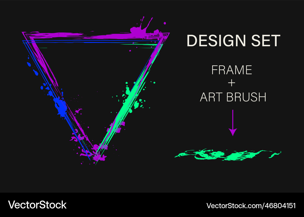 Design elements triangular frame art brush Design elements triangular frame art brush vector image