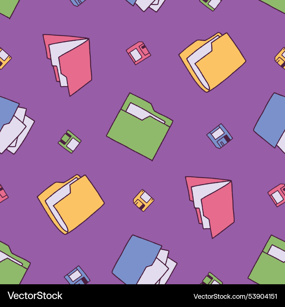 Folder floppy disk seamless pattern for print Folder floppy disk seamless pattern for print vector image