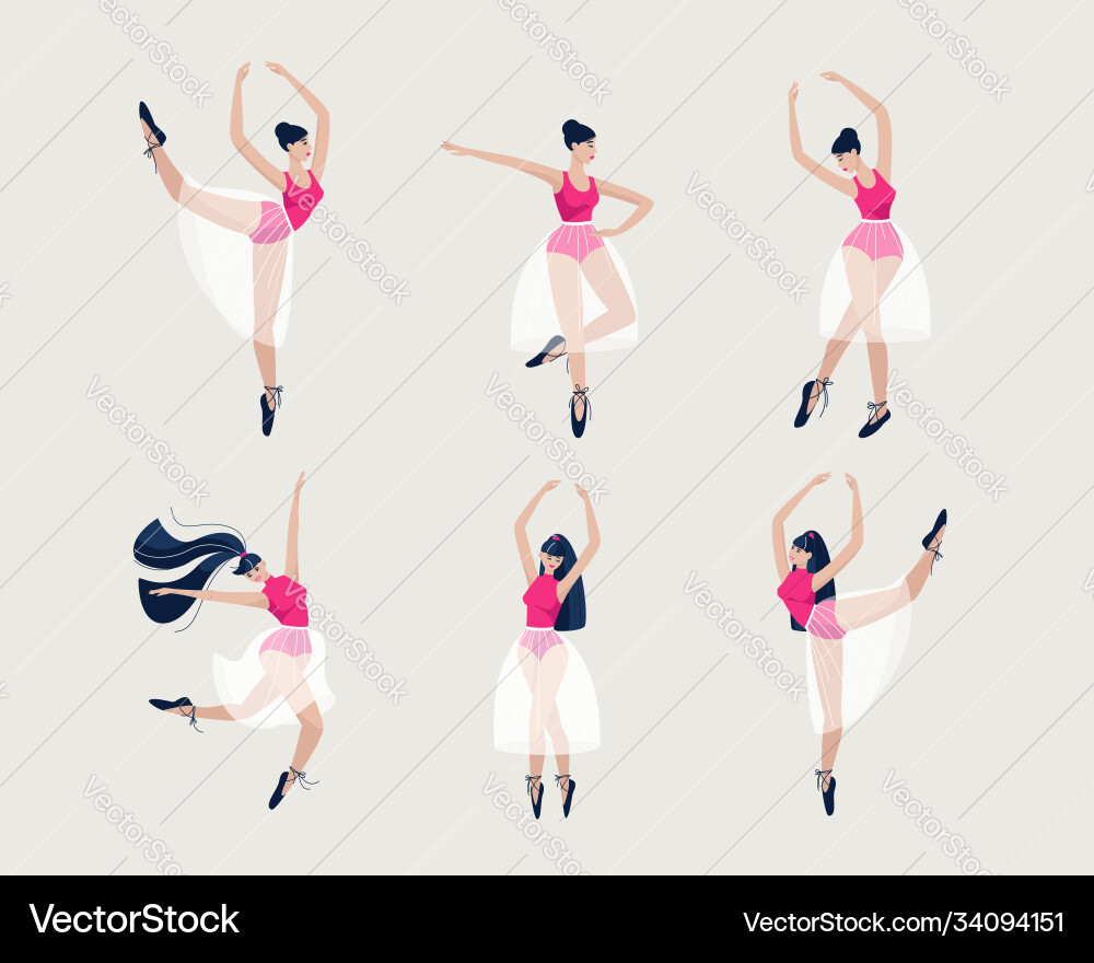 Girls dancers in beautiful dance poses set Girls dancers in beautiful dance poses set vector image