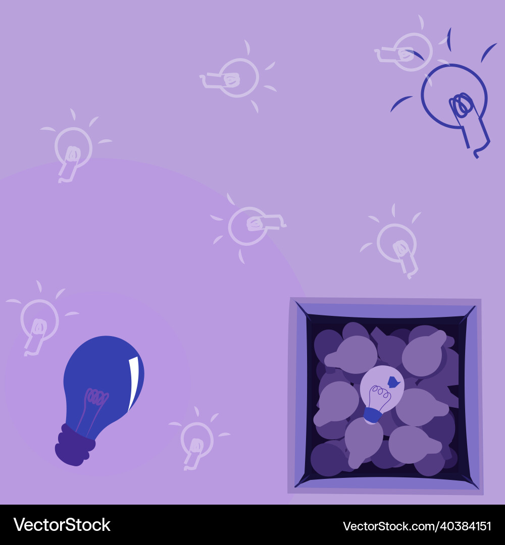 Glowing light bulb drawing in box displaying Glowing light bulb drawing in box displaying vector image