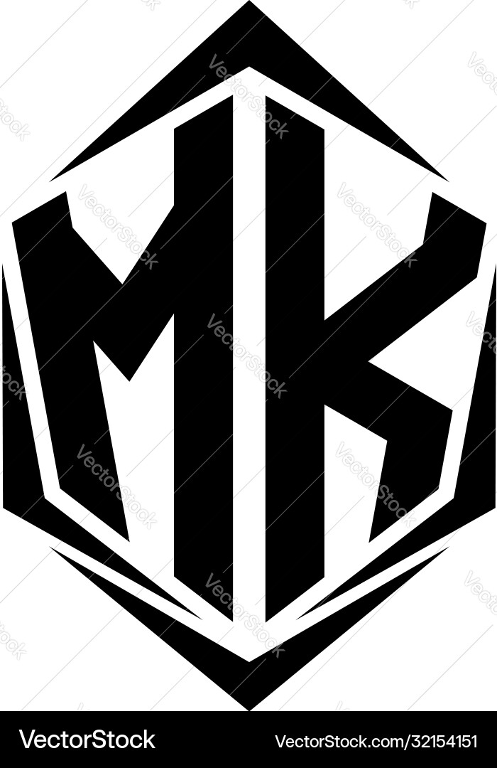 Initial mk logo design with shield style Initial mk logo design with shield style Vector Image