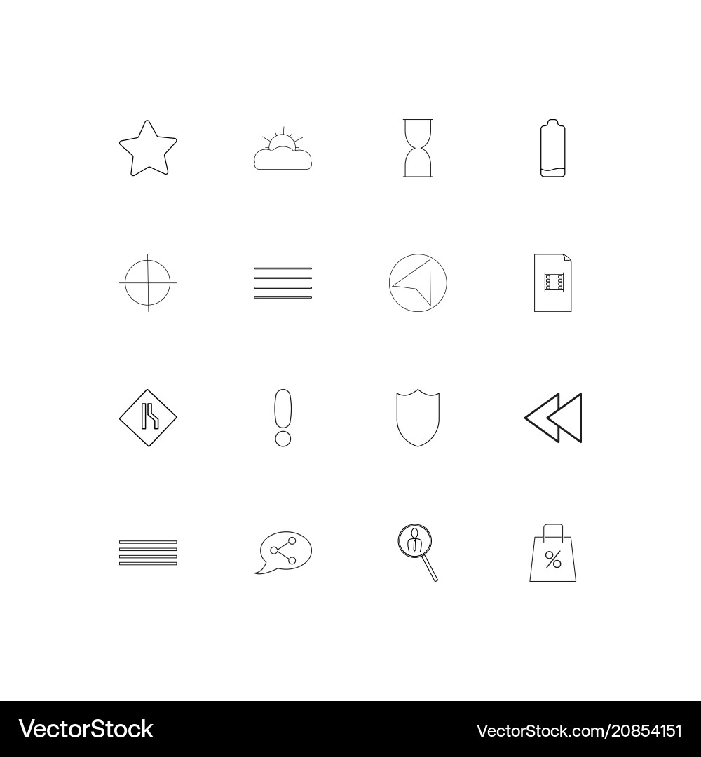 Interface linear thin icons set outlined simple Vector Image