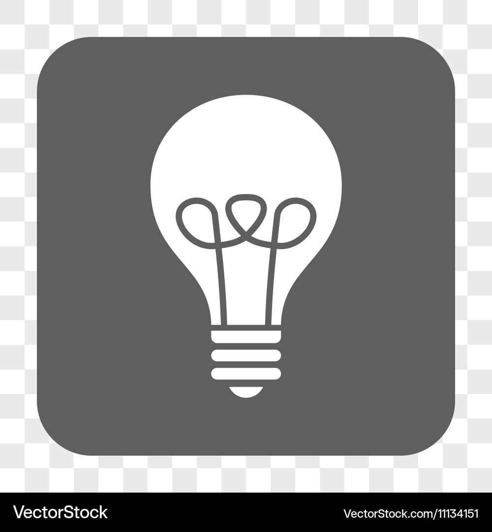 Lamp bulb rounded square button vector image