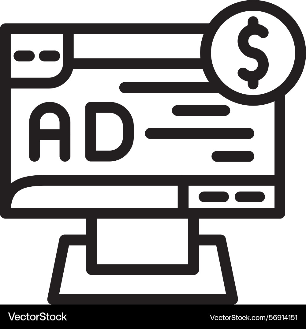 Roas return on ad spend linear style icon design Vector Image