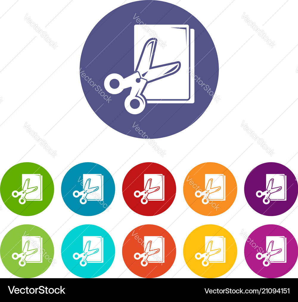 Scissors paper icons set color Scissors paper icons set color Vector Image
