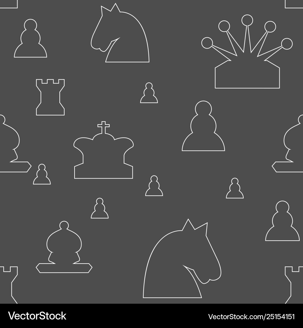 Seamless pattern with chess pieces line art style Seamless pattern with chess pieces line art style vector image